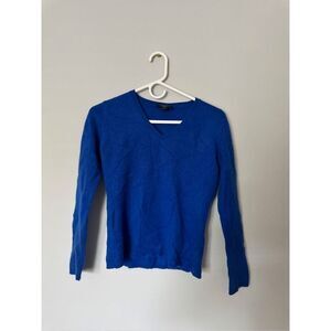 Ann Taylor Women's 100% Cashmere V-Neck Sweater Small Royal Blue
